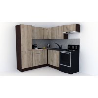 Bucatarie de Colt GENA NEW 10 ST. 190-200, Fara Corp de Cuptor, Wenge / Decor K002